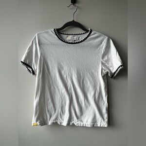 Kerri Rosenthal White T-Shirt with Embroidery Detail